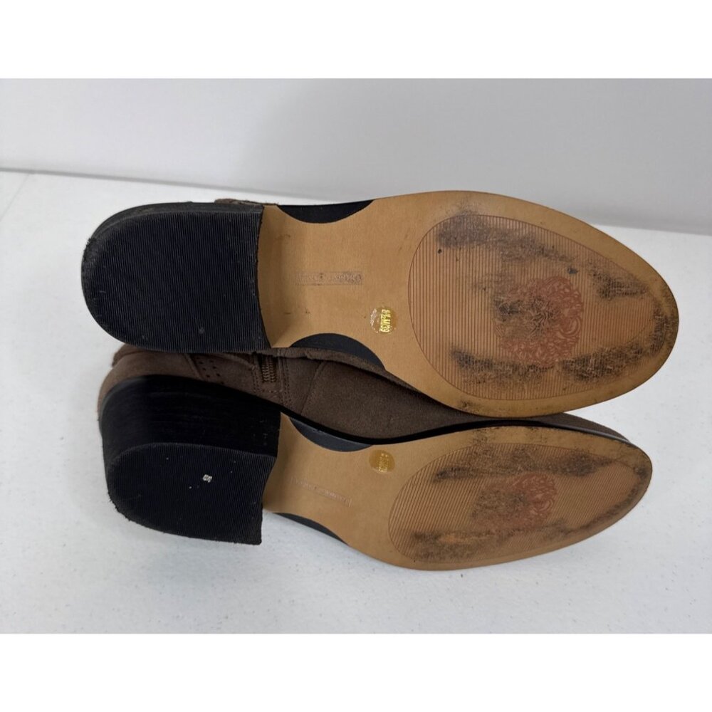 Vince Camuto Brown Suede Ankle Boots Womens 8.5 Leather Booties with Buckle - Picture 4 of 11